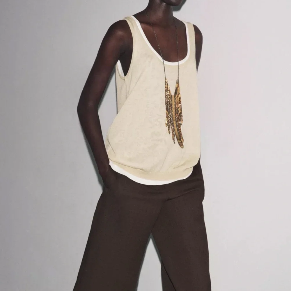 ❗️LAST DAY 3/21❗️WILL BE REMOVED❗️Zara Double Layered Cream Tank Top - Picture 4 of 7